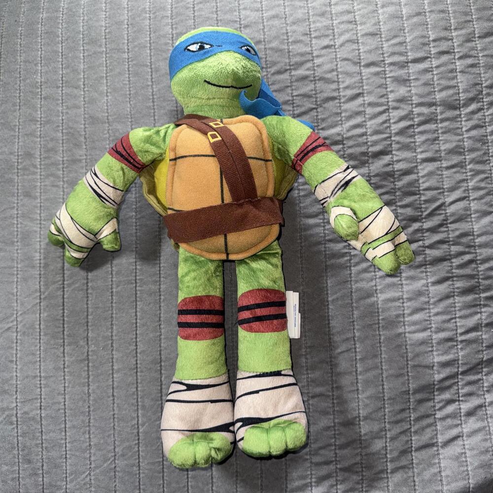 TMNT Leonardo 16" Plush Teenage Mutant Ninja Turtle Stuffed Animal 2014 Blue‎